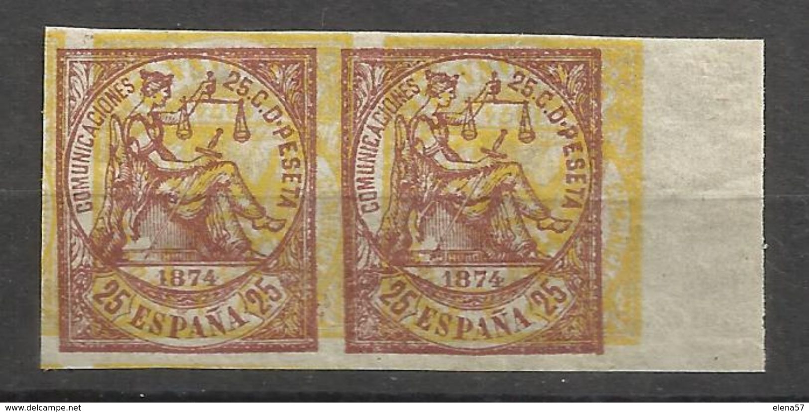 5761-SELLOS ESPAÑA 1874 PRUEBAS Nº147+149 MACULATURA,DOBLE IMPRESION.MAGNIFICO.IMAGENES REALES.PROOF,ESSAY,TEST.SELLO CL - Unused Stamps