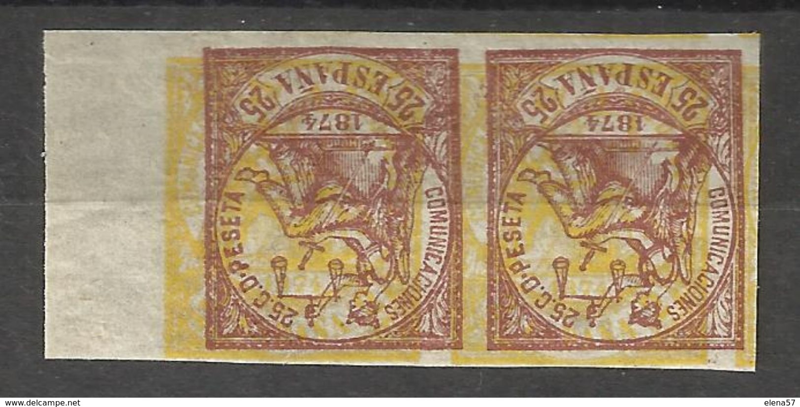 5761-SELLOS ESPAÑA 1874 PRUEBAS Nº147+149 MACULATURA,DOBLE IMPRESION.MAGNIFICO.IMAGENES REALES.PROOF,ESSAY,TEST.SELLO CL - Unused Stamps