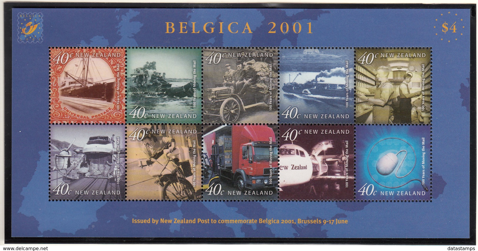 New Zealand - Belgica 2001 - XX - Michel 1880/1887 - Cote 10.00 - Poste
