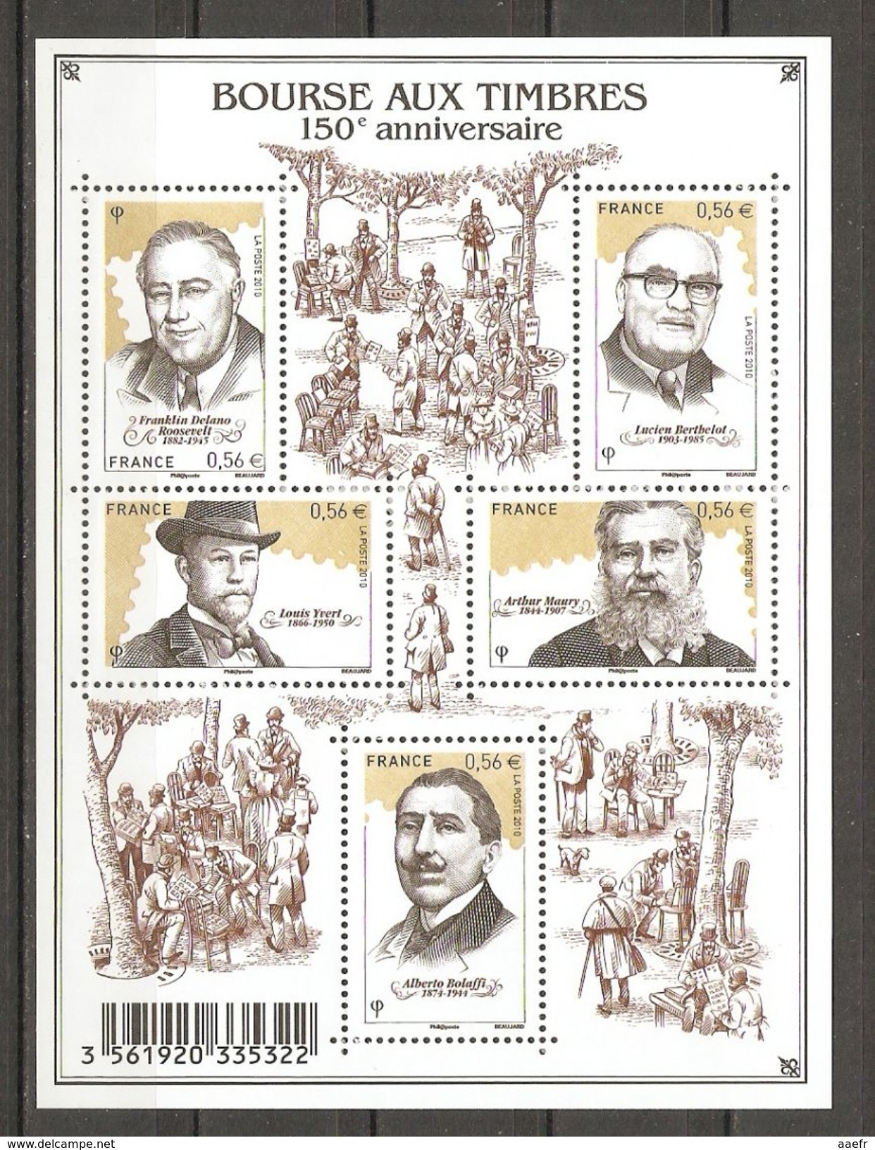France - 2010 - Bourse Aux Timbres -  BF 4447 MNH - Roosevelt - Maury - Yvert - Berthelot - Bolaffi - Neufs