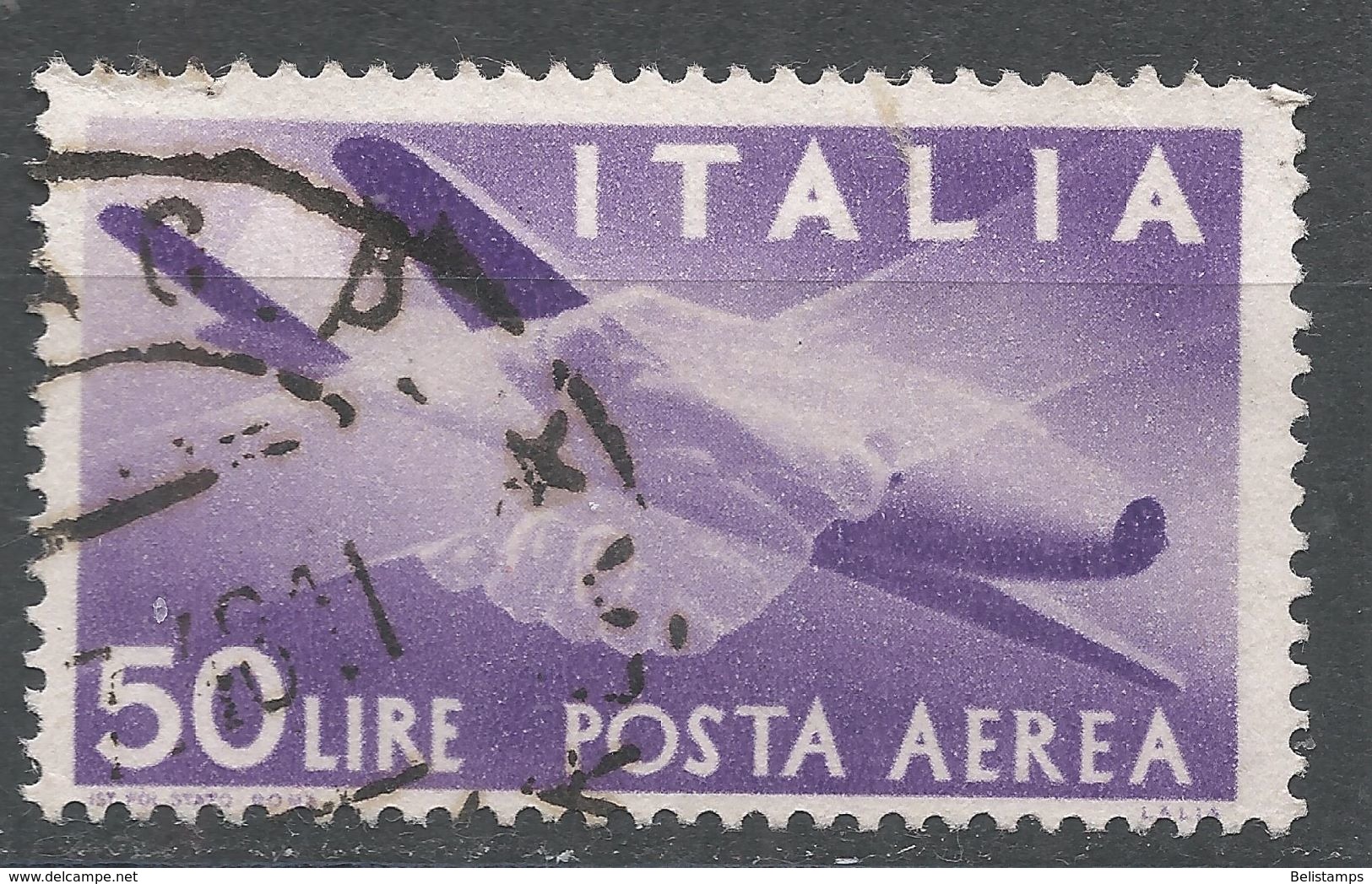 Italy 1947. Scott #C114 (U) Plane And Clasped Hands - Poste Aérienne