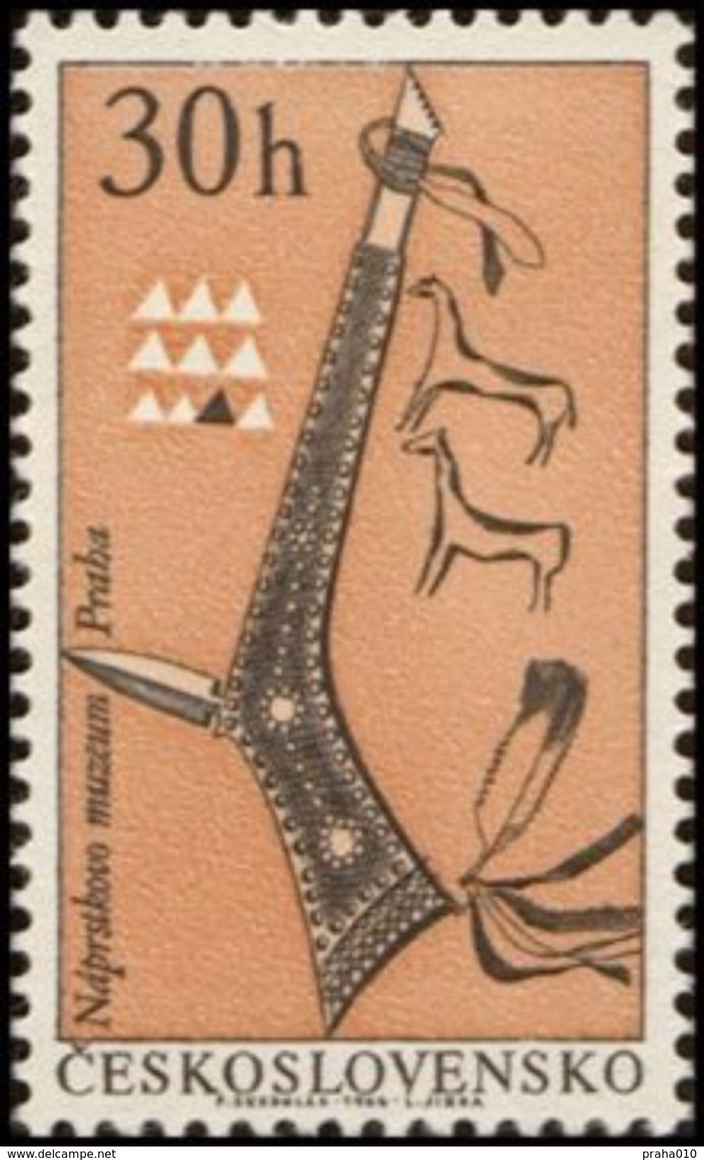 Czechoslovakia / Stamps (1966) 1536: Indians Of North America - Tomahawk (Naprsteks Museum); Painter: Pavel Sukdolak - Indiens D'Amérique