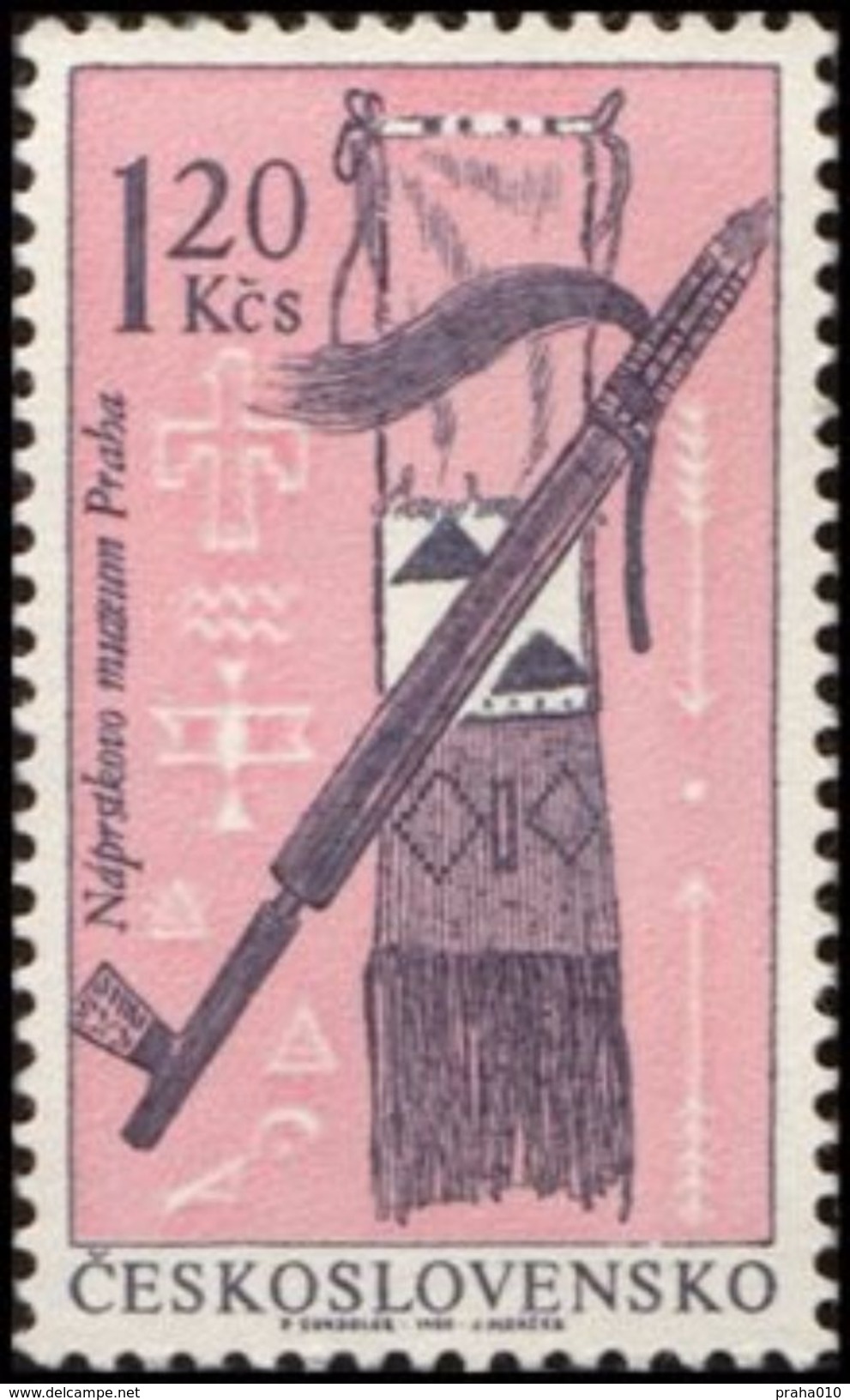 Czechoslovakia / Stamps (1966) 1540: Indians Of North America - Naprsteks Museum (peace-pipe); Painter: P. Sukdolak - Indiens D'Amérique