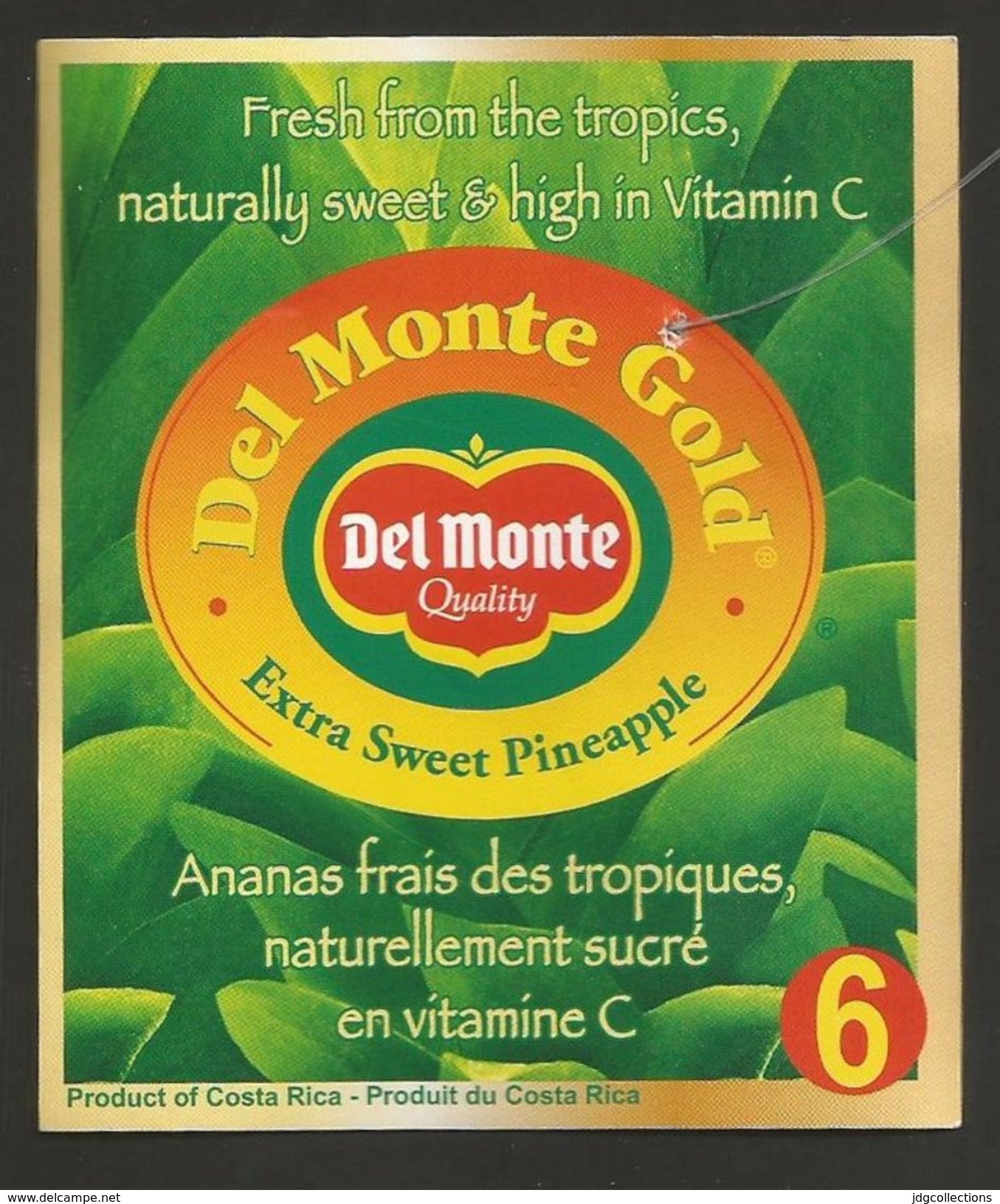 # PINEAPPLE DEL MONTE GOLD VITAMIN C Size 6 Fruit Tag Balise Etiqueta Anhanger Ananas Pina Costa Rica - Fruits & Vegetables
