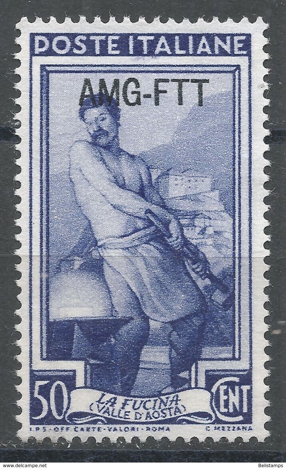 Italy (Trieste) 1950. Scott #90 (M) Blacksmith, Aosta Valley - Nuevos