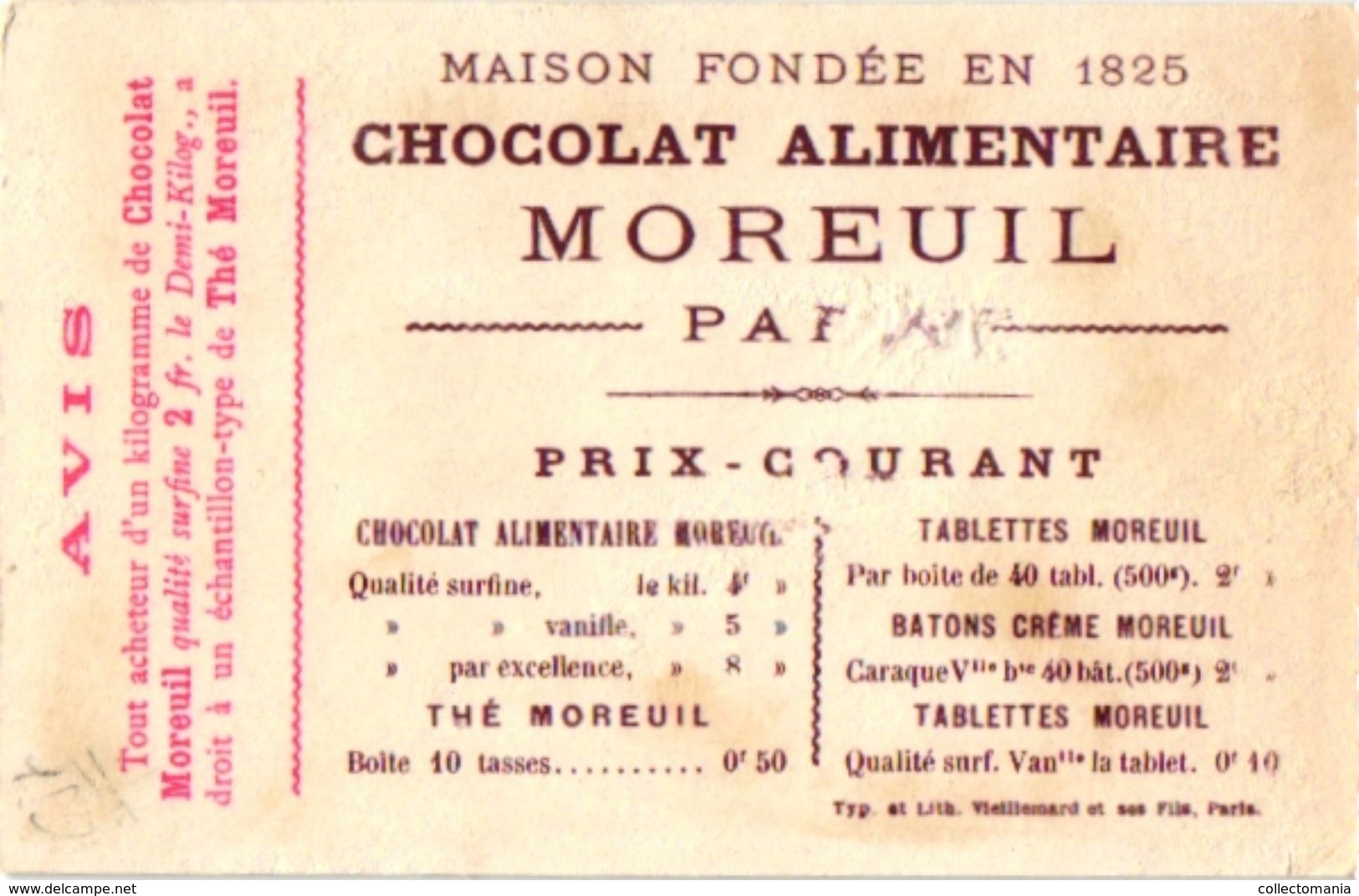 6 Trade Cards Music Chocolat Moreuil Paris Imp. Vieillemard saltimbanques Dot d'Avergne Bolero Orgue de Barbarie Litho