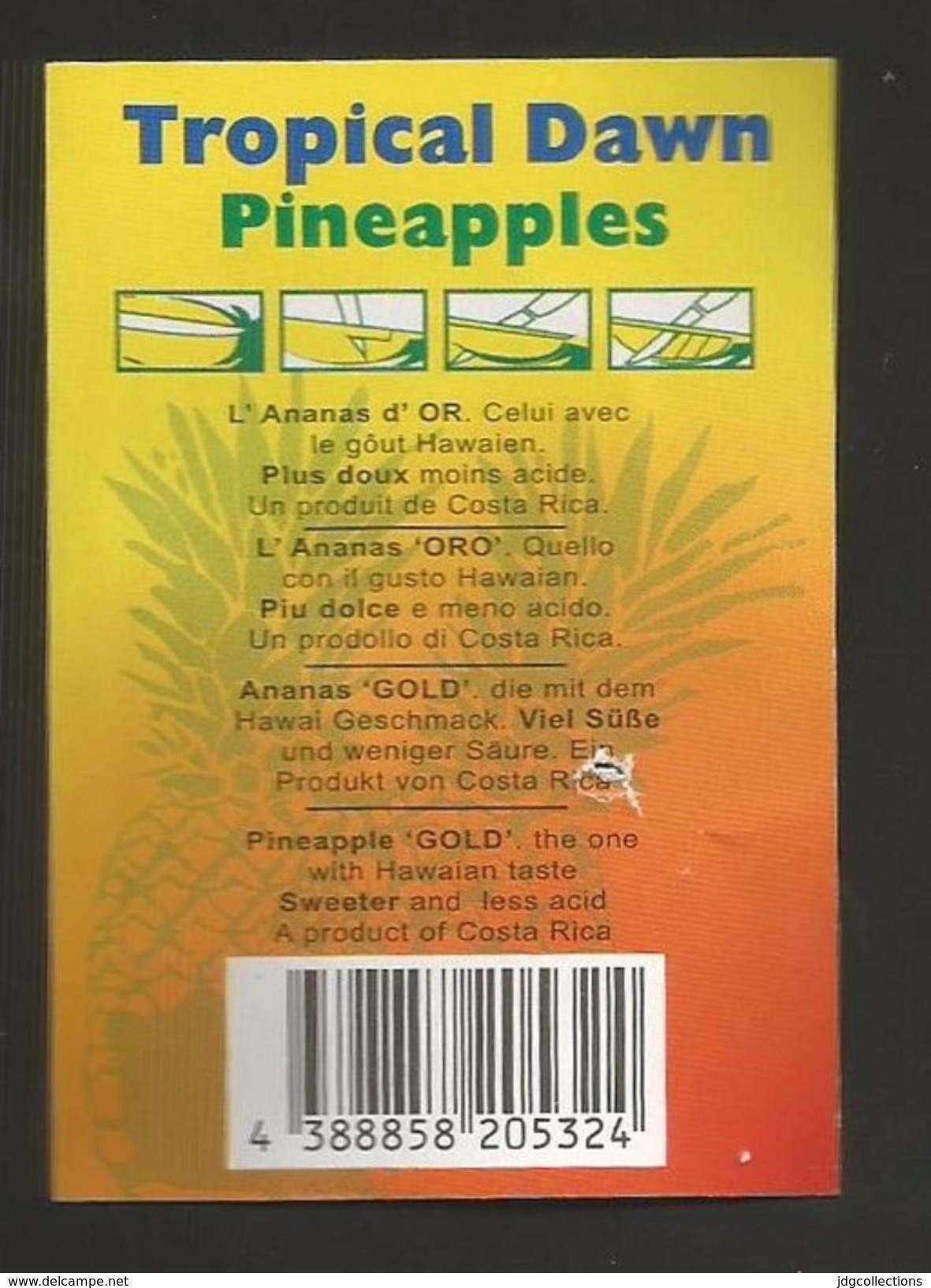 # PINEAPPLE TROPICAL DAWN Fruit Tag Balise Etiqueta Anhanger Ananas Pina Costa Rica - Fruits & Vegetables