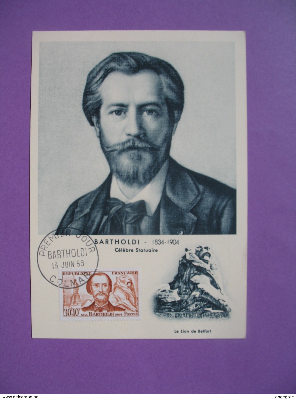 Carte-Maximum   N° 1212 - Bartholdi  1959 - 1950-1959