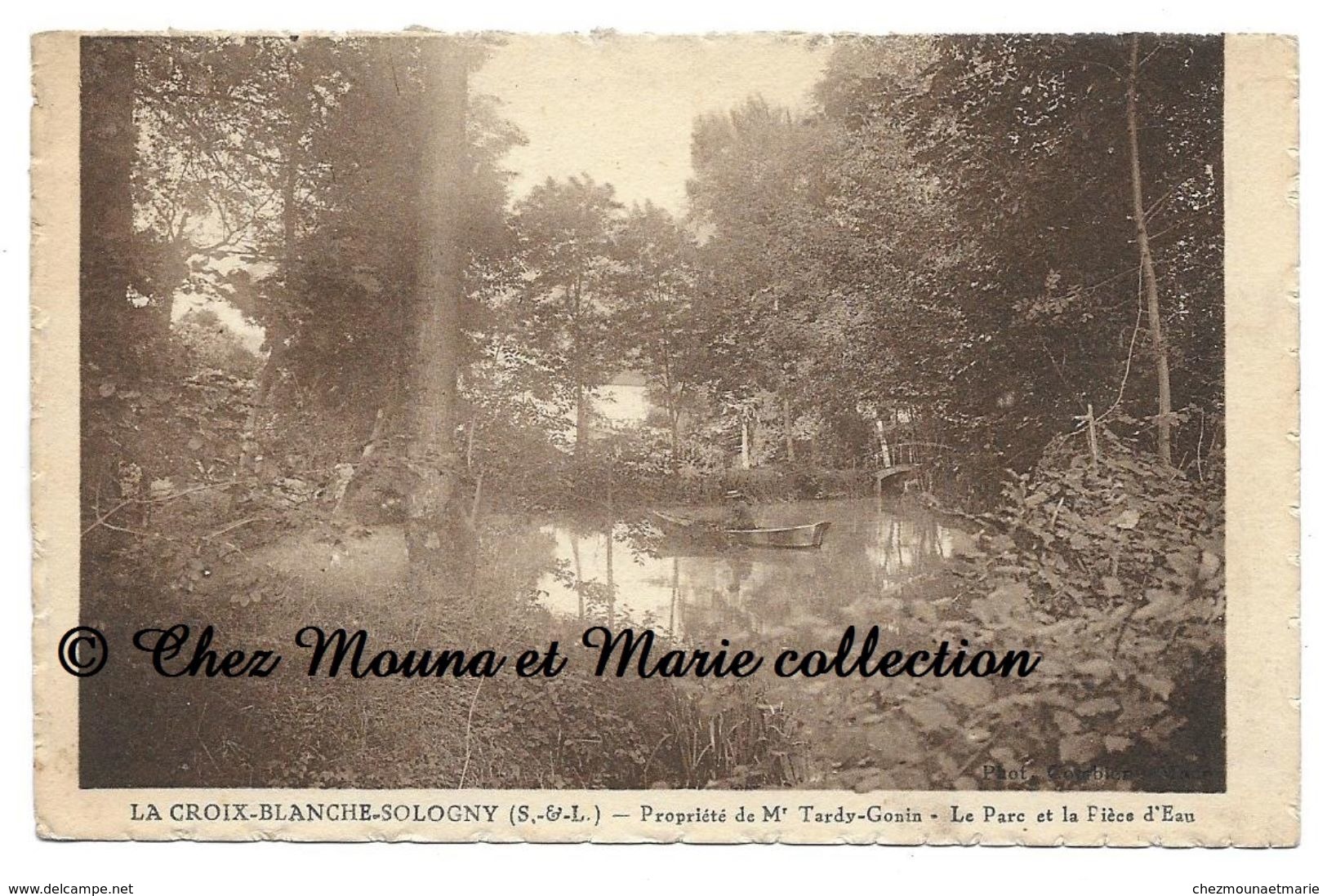 LA CROIX BLANCHE SOLOGNY - PROPRIETE TARDY GONIN - PARC ET PIECE D EAU - SAONE ET LOIRE - CPA - CARTE POSTALE ANCIENNE - Autres & Non Classés