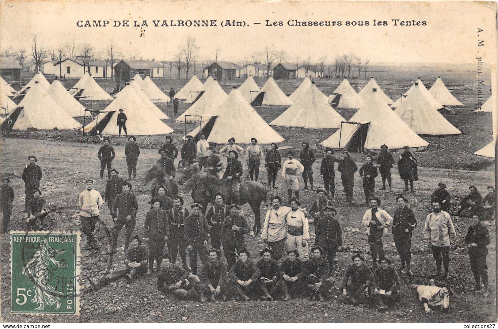 01-VALBONNE- CAMP DE LA VALBONNE - LES CHASSEURS SOUS LES TENTES - Non Classés