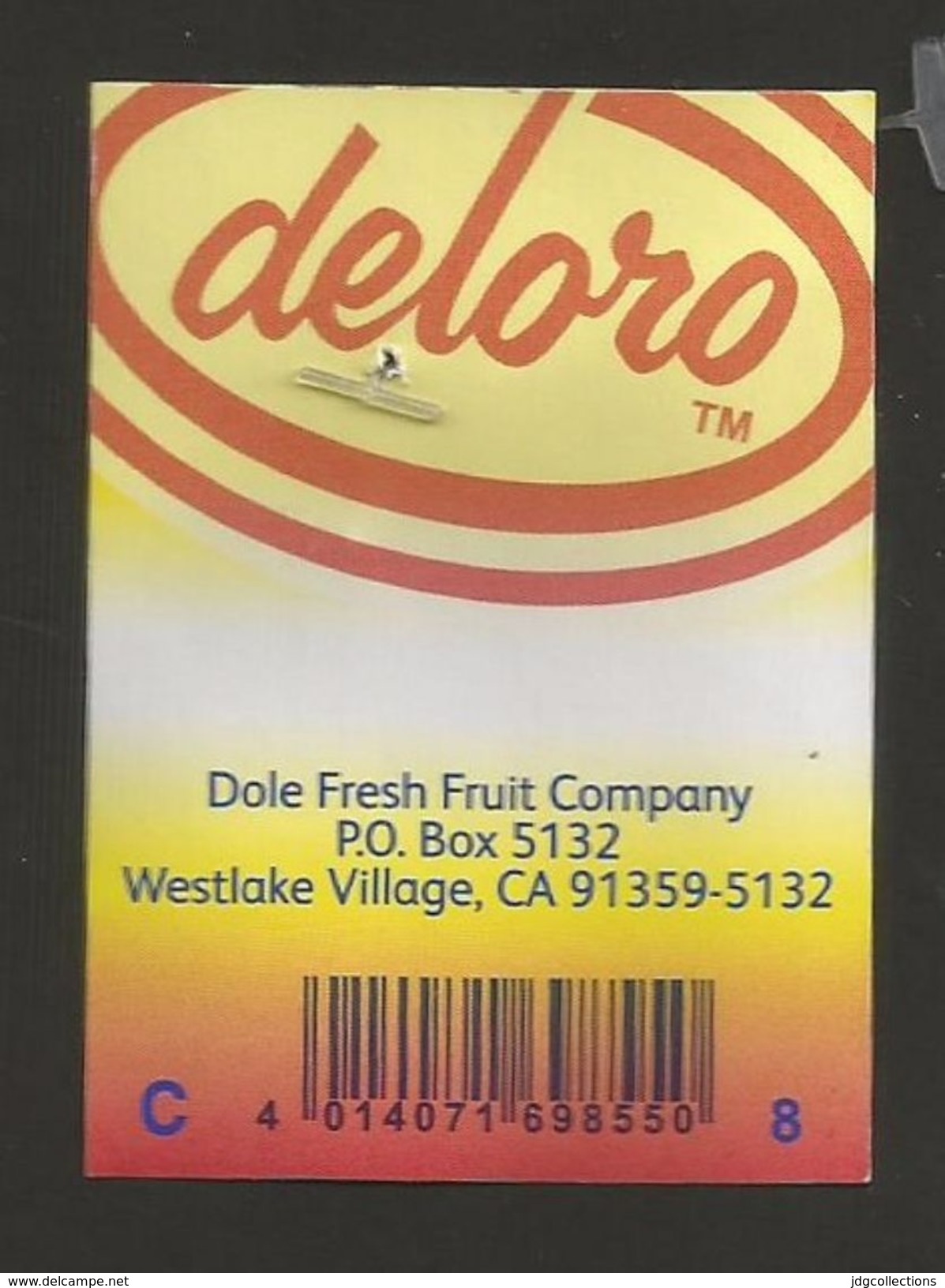 # PINEAPPLE DOLE DELORO SUPER SWEET Size 8 Fruit Tag Balise Etiqueta Anhanger Ananas Pina Costa Rica - Fruits & Vegetables