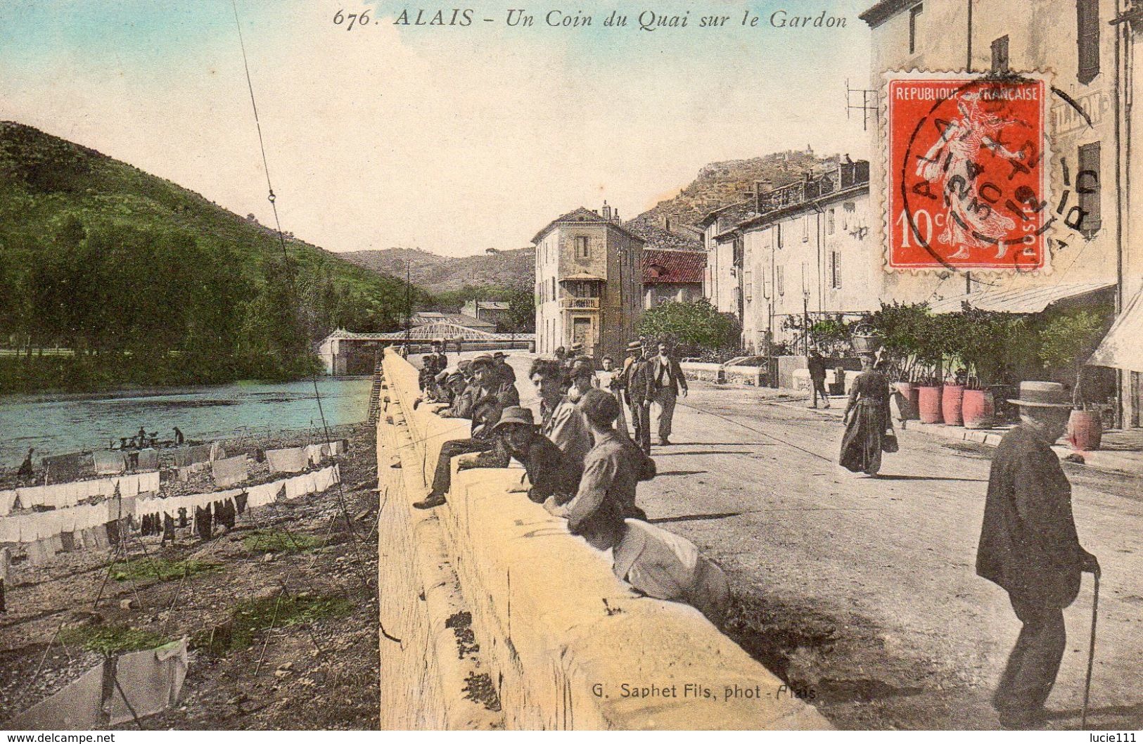 Un Coin Du Quai Sur Gardon Colorisée En Bon état - Alès