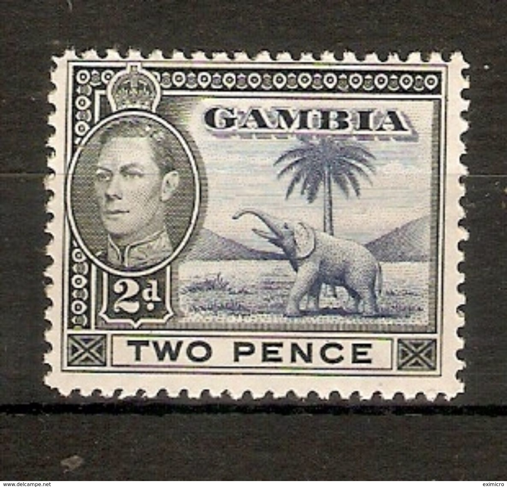 GAMBIA 1938 2d BLUE AND BLACK SG 153 LIGHTLY MOUNTED MINT Cat £15 - Gambie (...-1964)