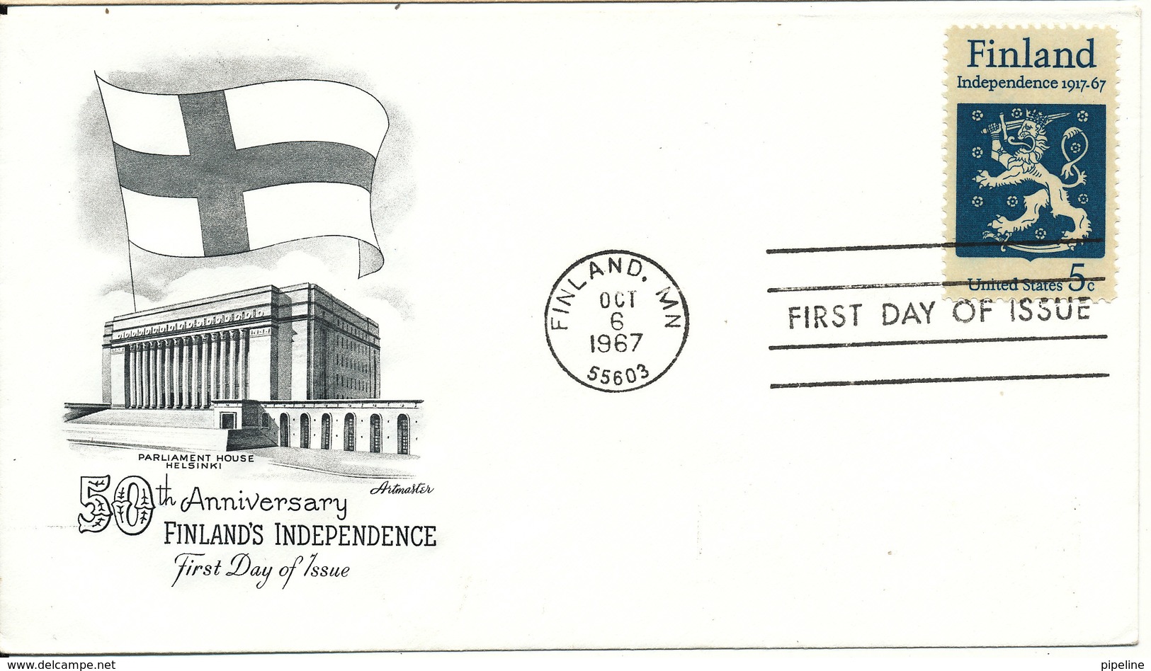 USA FDC 6-10-1967 50th Anniversary Finland´s Independence With FLAG Cachet - 1961-1970