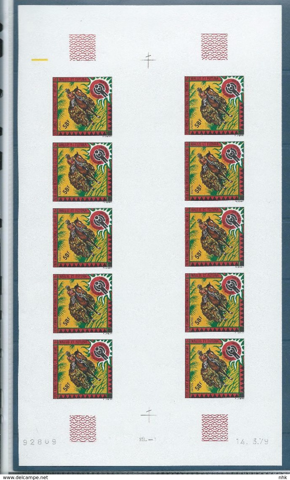 Wallis Et Futuna Non Dentelés  N° 232 Et 233 Année Internationale De L'enfant Feuille Complète ** - Imperforates, Proofs & Errors