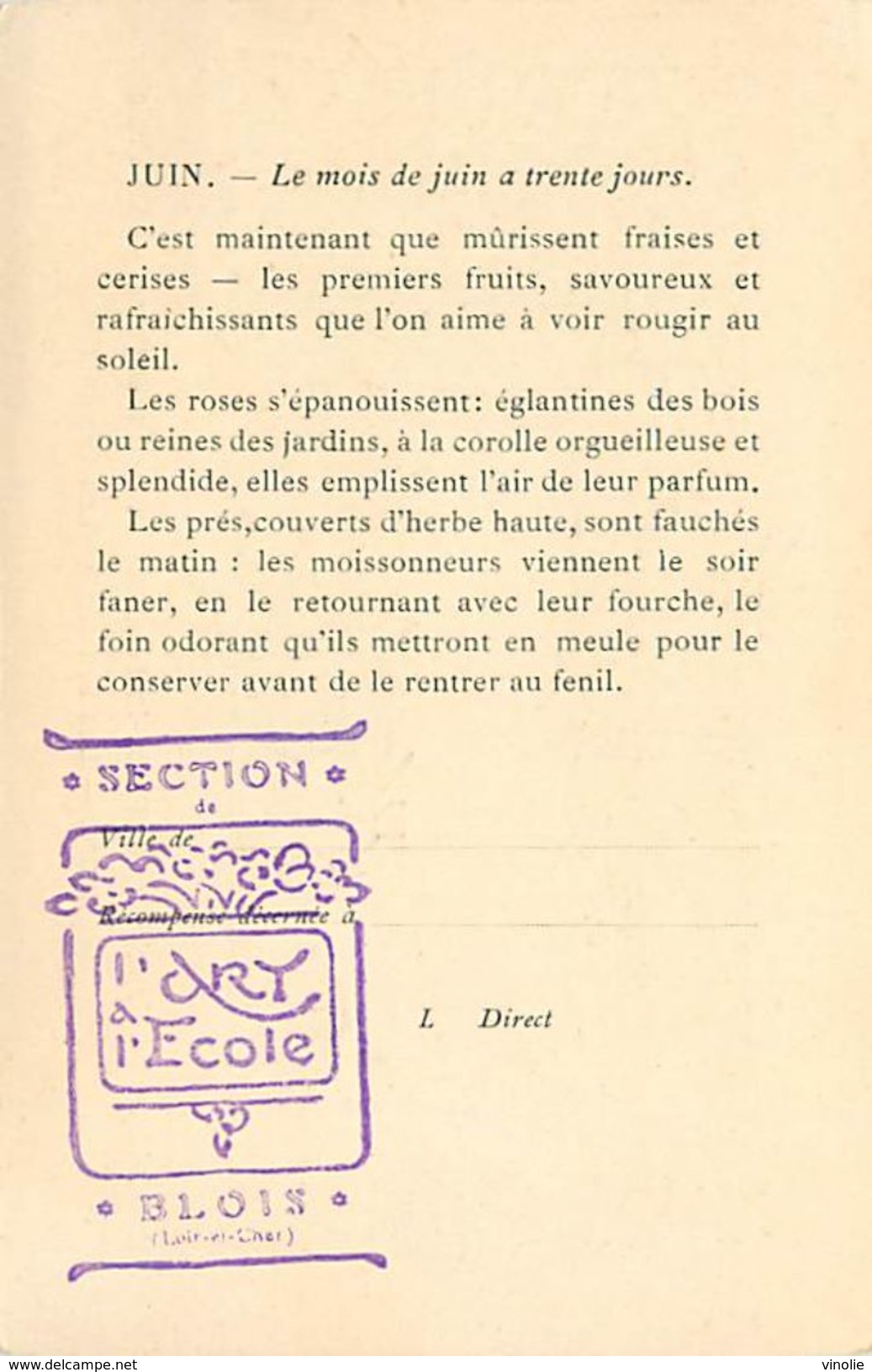 PIE 17-GAN-5685  : LES MOIS DE L'ANNEE PAR REGAMEY.  JUIN. FRAISES. CERISES - Autres & Non Classés