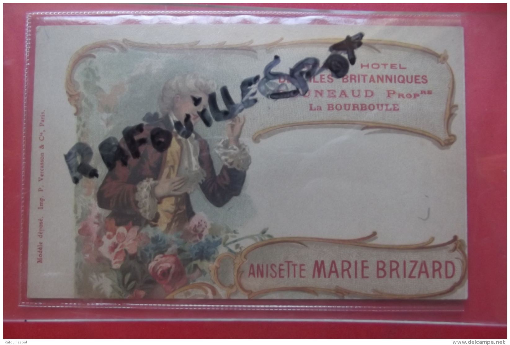 Cp Pub  Anisette Marie Brizard Grand Hotel Des Iles Britanniques Douneaud Prop La Bourboule - Advertising