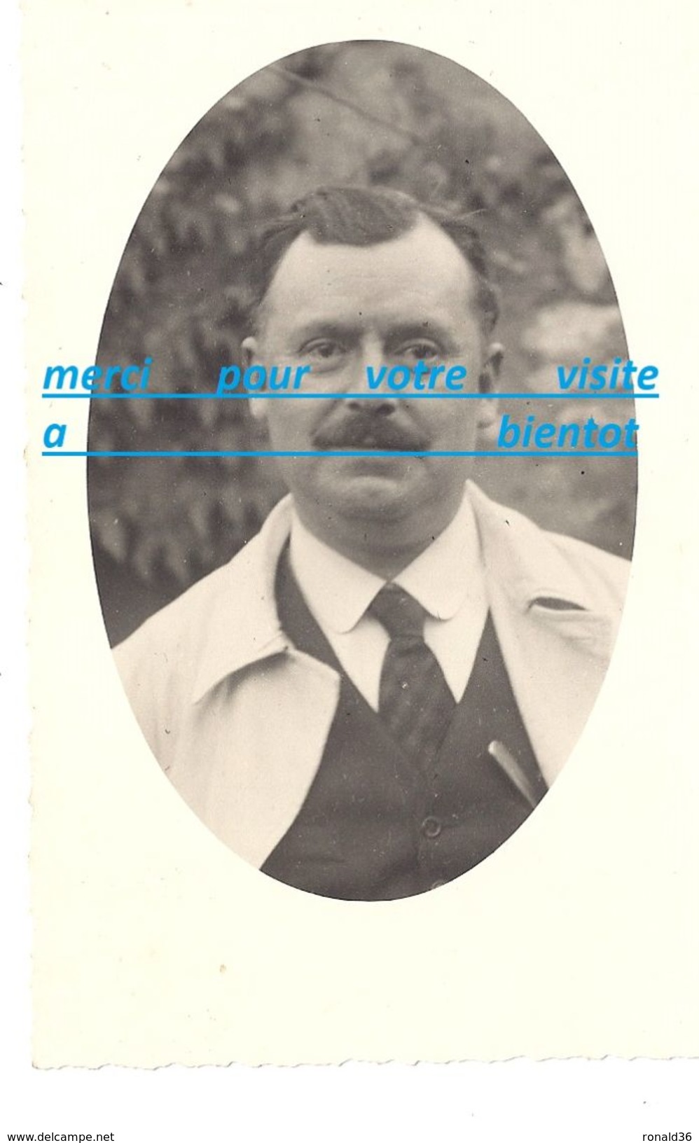 Cpp Portrait De Mr ANDRE En Blouse Et Costume / Généalogie Sicot - Genealogy