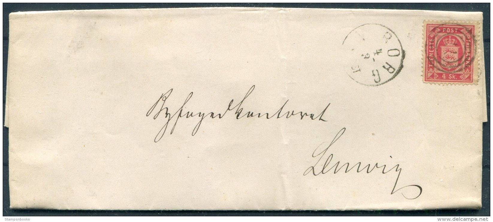 1873 Denmark 4sk Official Entire Viborg - Lemvig, JYDSKE Railway - Storia Postale