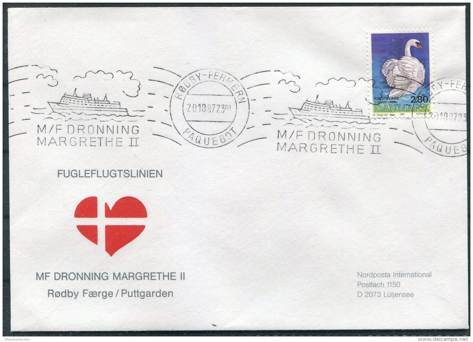 1987 Denmark Germany  Schiffspost  MF DRONNING MARGRETHE 2 Ship Cover Rodby / Fehmern PAQUEBOT - Covers & Documents