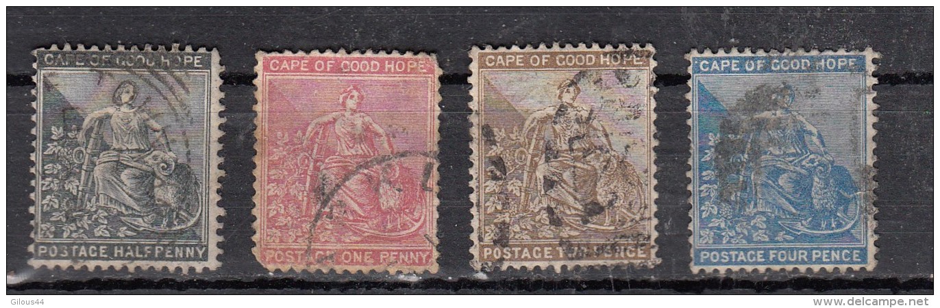 Cap Of Good Hope   Espérance    Filigrane CC  Et CA   4 Valeurs - Cape Of Good Hope (1853-1904)