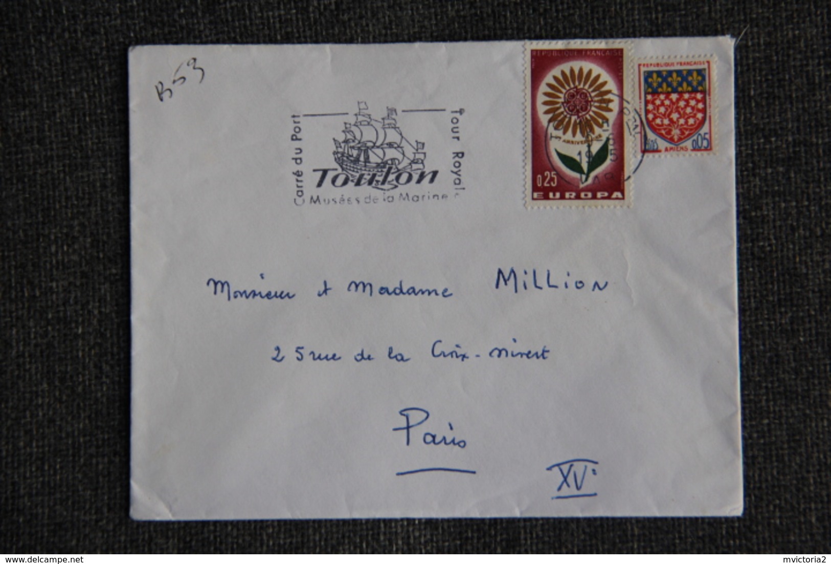 Enveloppe Timbrée Envoyée De TOULON à PARIS( YT :B53) - 1961-....