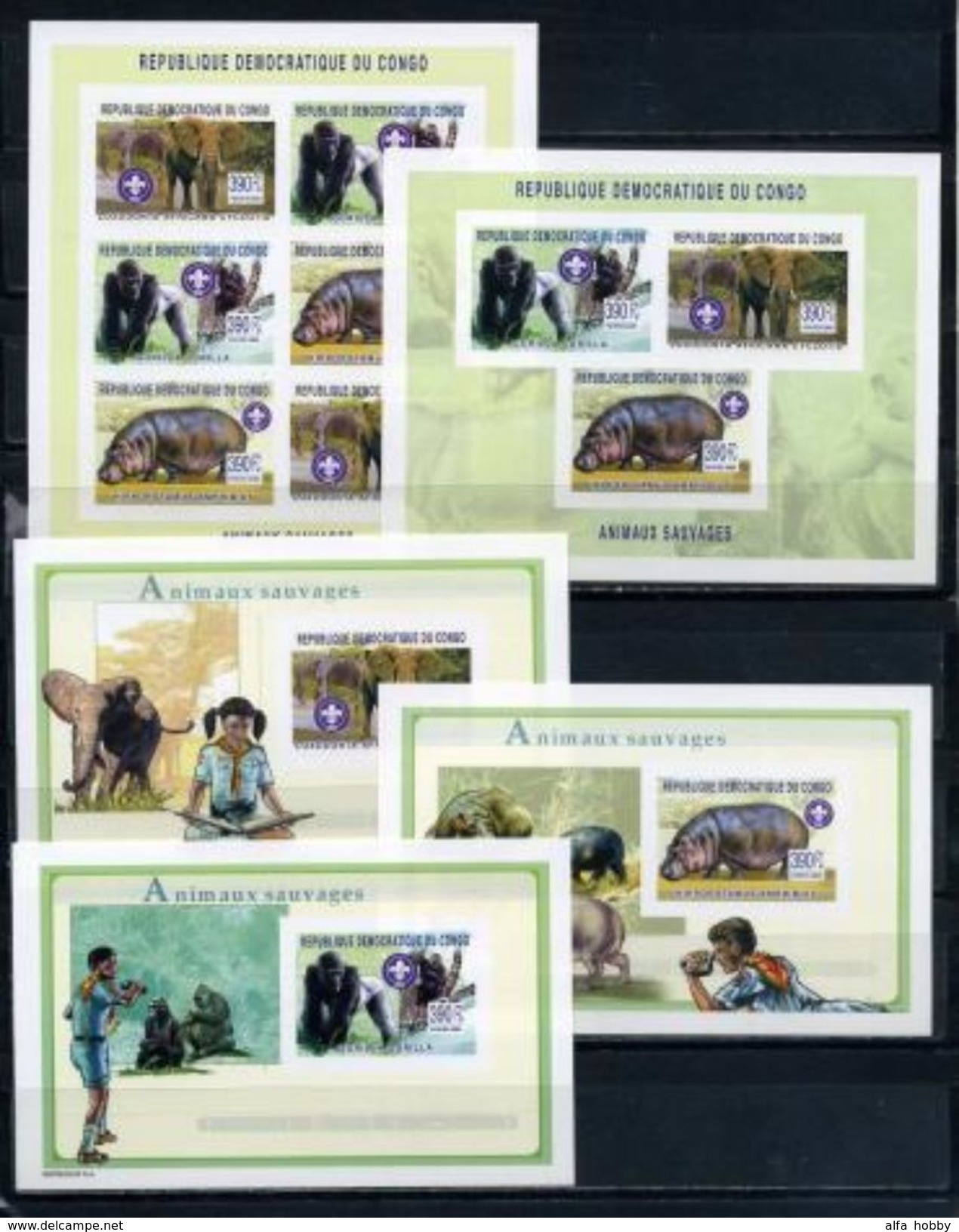 Congo, Animals, Scouts 2002, 2 Sheetlets +3 Blocks S/s Imperforated - Sonstige & Ohne Zuordnung