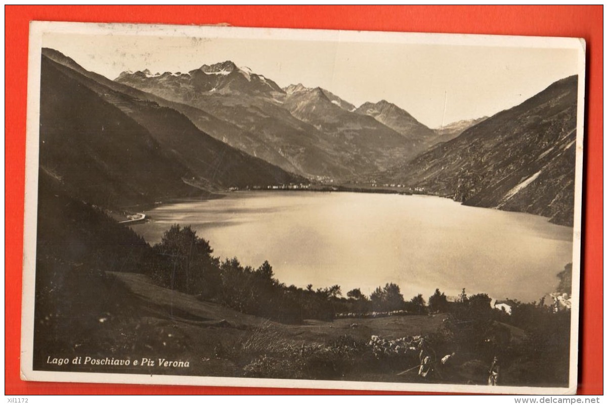 NEB-03  Lago Di Poschiavo E Piz Verona. Circulé En 1940 Traces E Colle Au Dos - Poschiavo