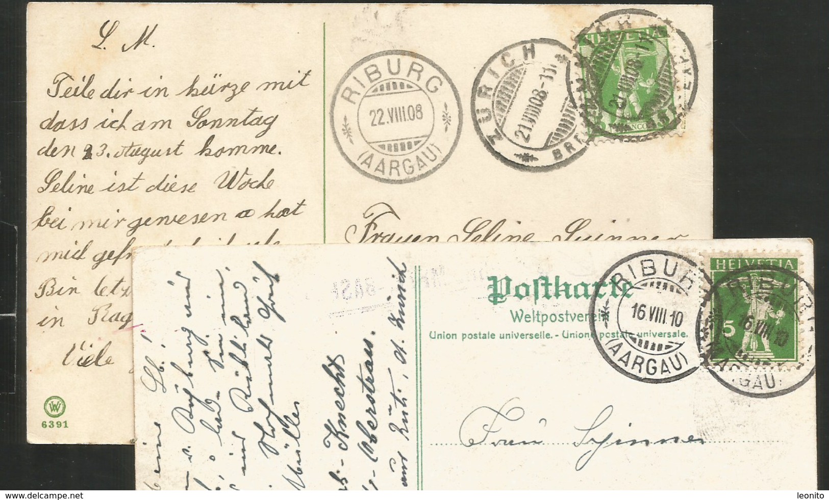 RIBURG AG Möhlin 1908 + 1910 Stempel ! 2 Karten - Möhlin