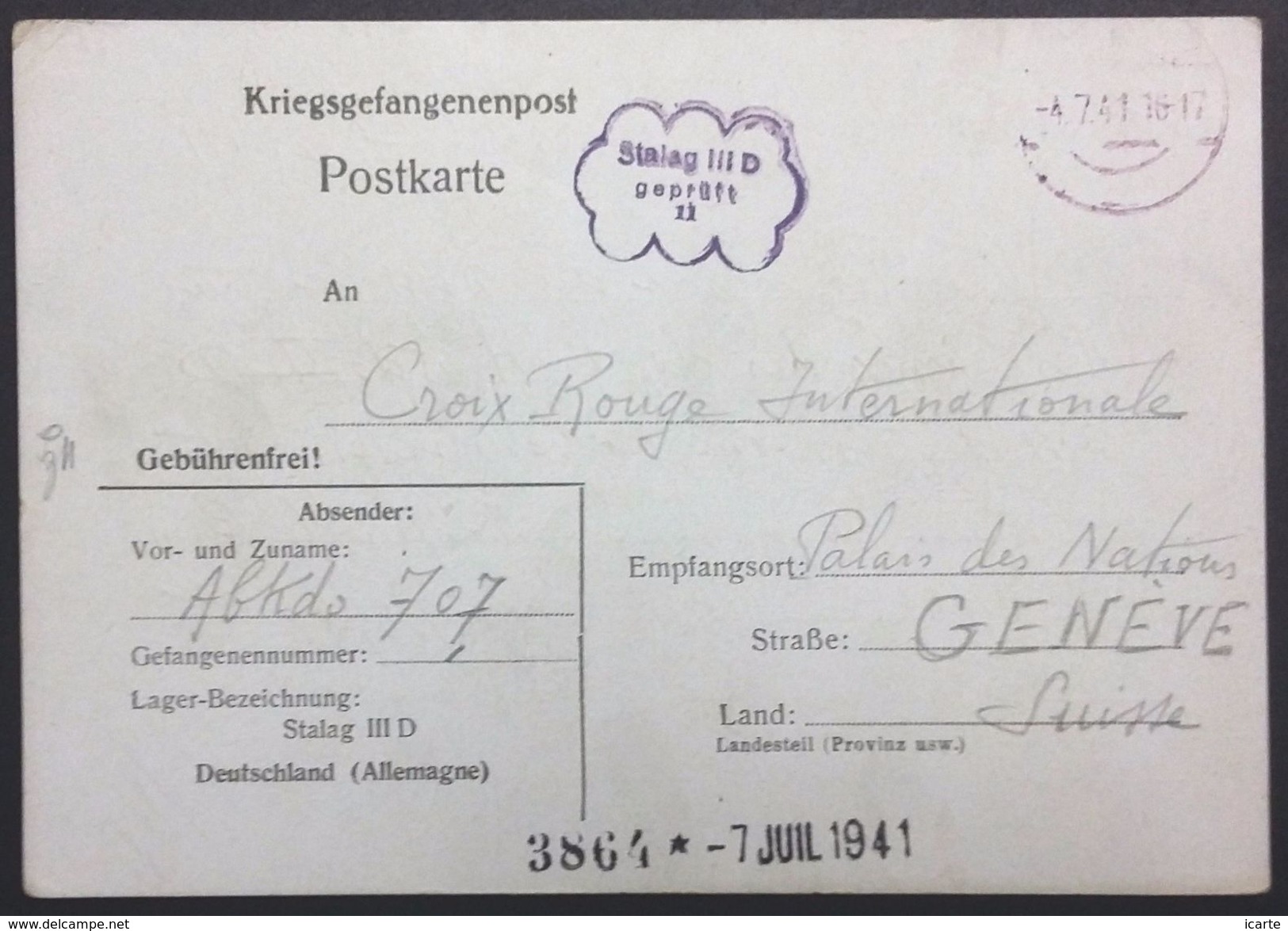 CP Signée LE POLICIER DE CAMP  Prisonnier De Guerre STALAG III D Berlin Steglitz Juin 1941 - Guerre De 1939-45