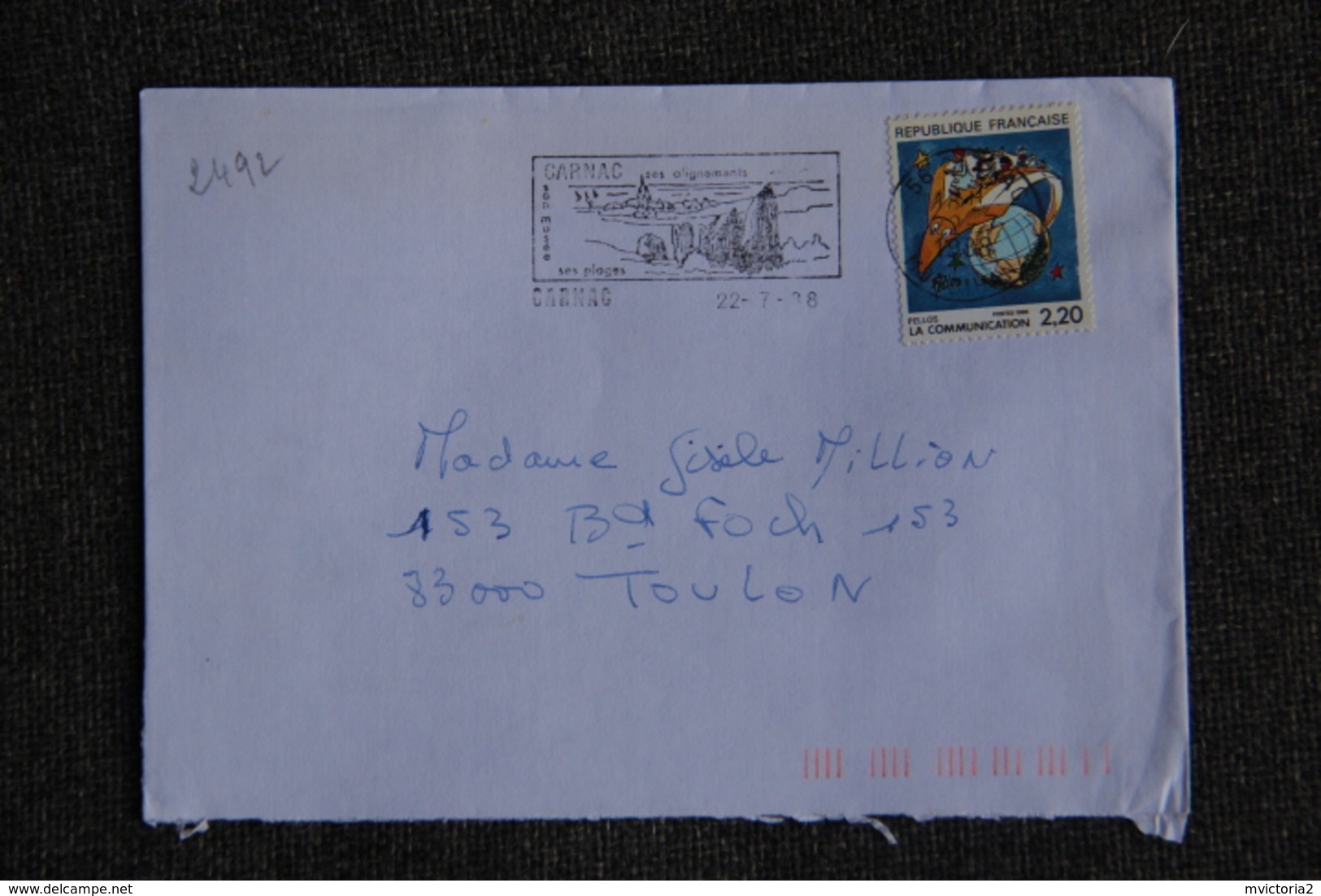 Enveloppe Timbrée Envoyée De CARNAC à Destination De TOULON ( YT : 2492 ) - 1961-....