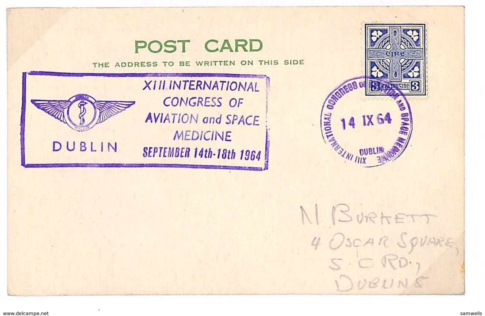 R184 1964 IRELAND Special Events *Aviation & Space Medecine Congress* Super Card - Otros & Sin Clasificación