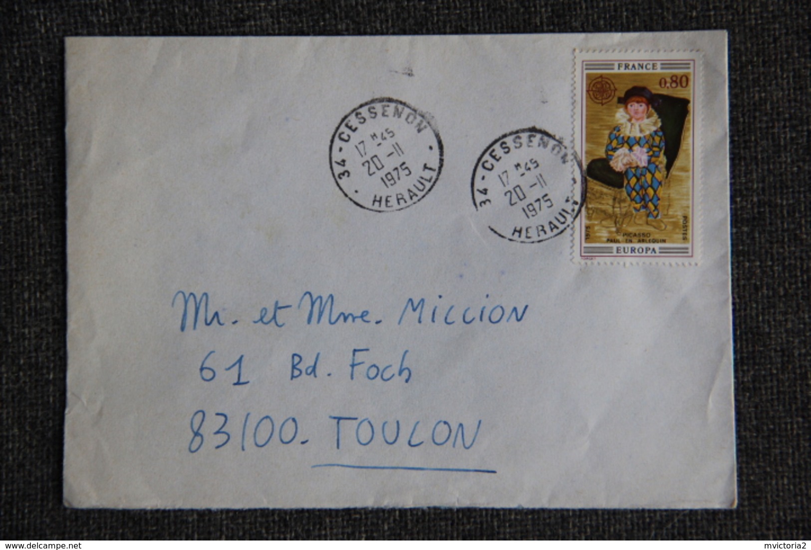 Enveloppe Timbrée Envoyée De CESSENON à Destination De TOULON ( YT / 1834 ) - 1961-....