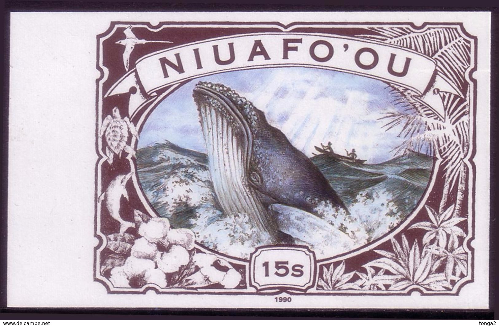 Niuafoou 1990   Whale - Imperf Plate Proof - Rare - 10 Only Exist - Ballenas