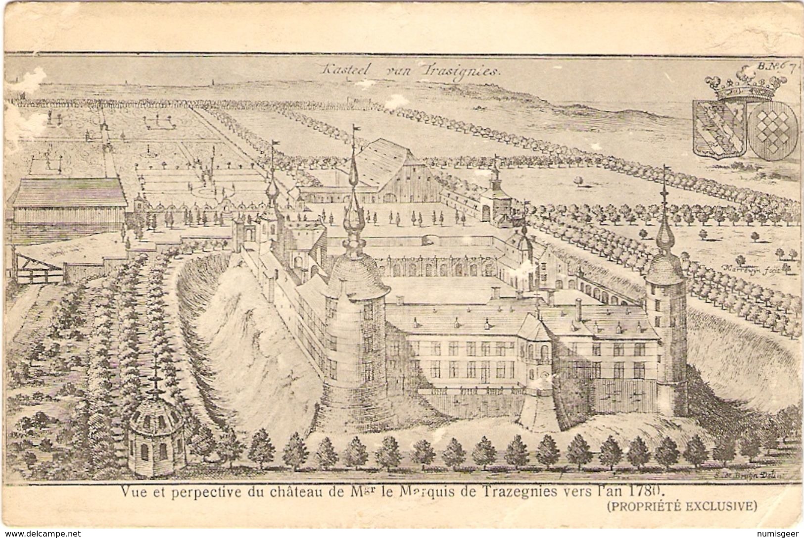 Vue Et Perspective Du Château De Mgr Le Marquis De Trazegnies Vers L'an 1780 - Courcelles