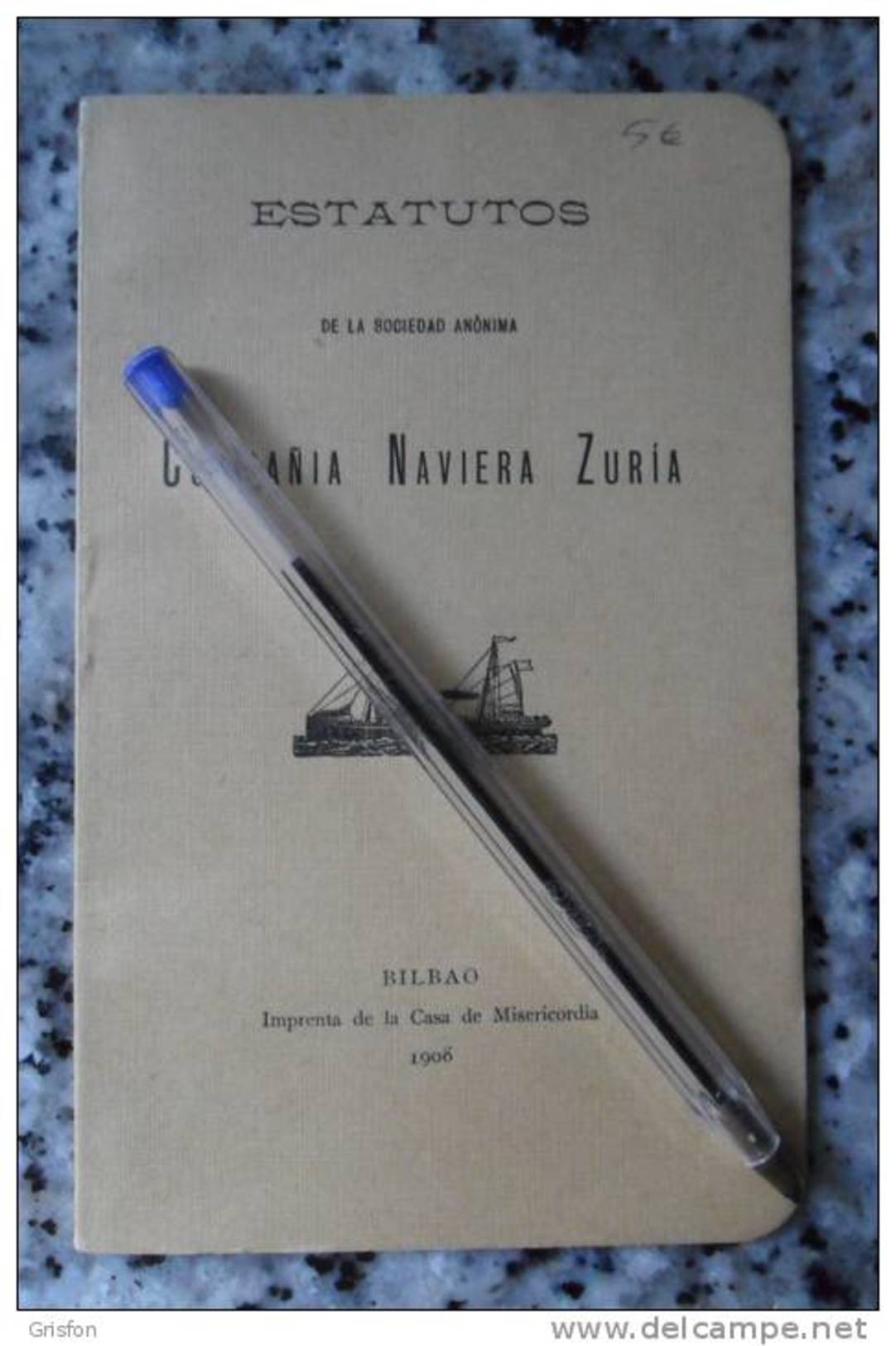 Estatuto Naviera Zubia Bilbao 1906 - Andere & Zonder Classificatie