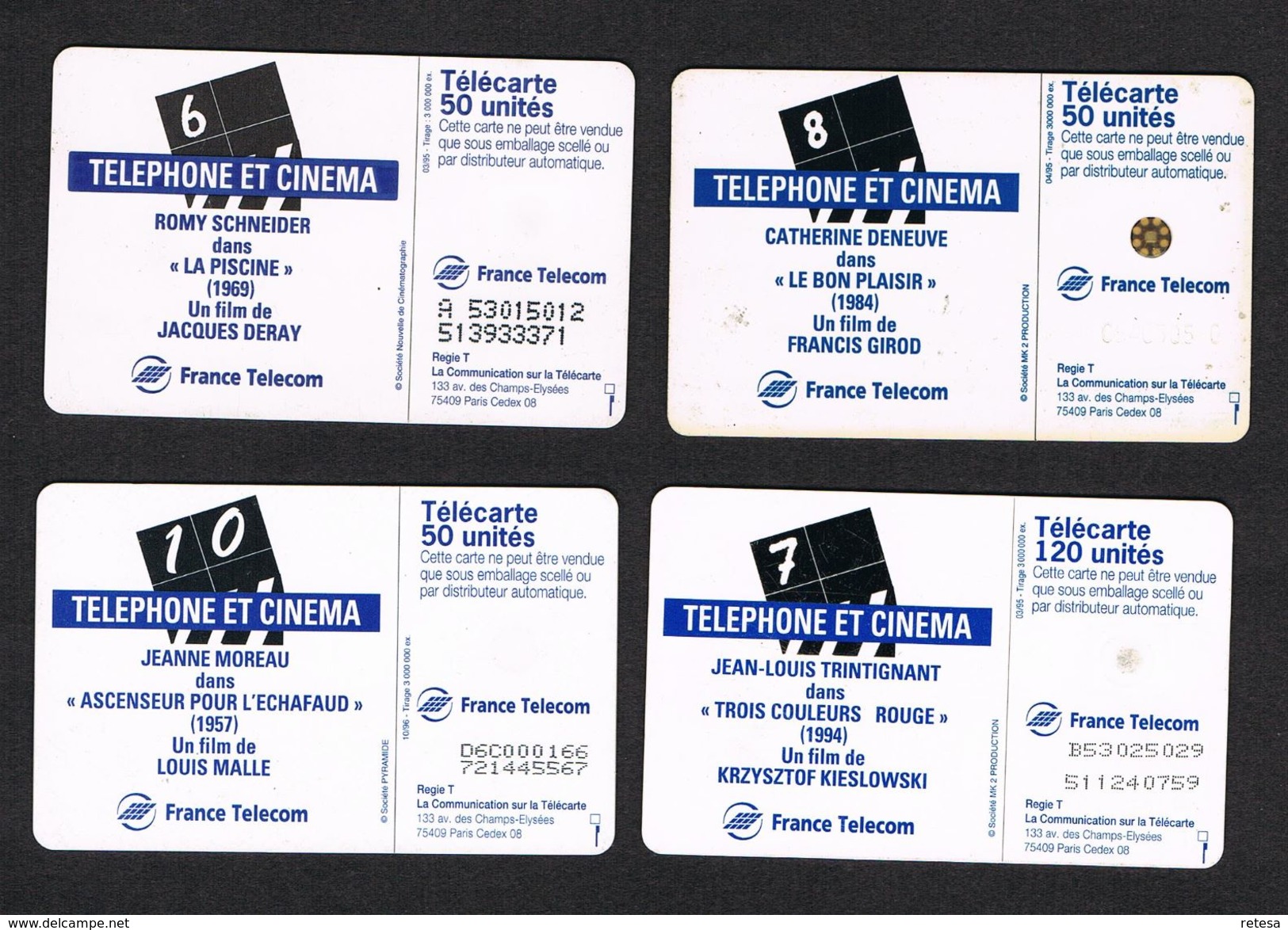 ° FRANKRIJK   4 TELECARTES  STARS De CINEMA  1995 - 1996 - 50 Unités   