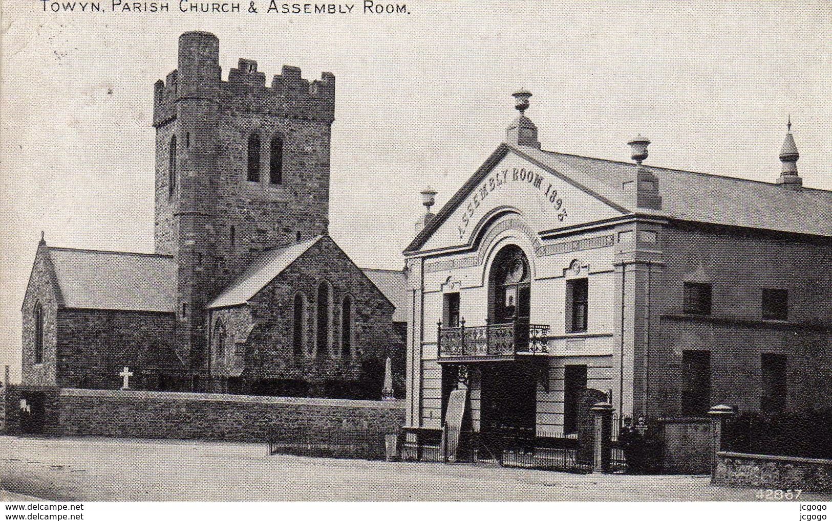 U.K  WALLES  TOWYN, PARISH CHURCH & ASSEMBLY ROOM  Carte écrite En 1923   2 Scans - Merionethshire