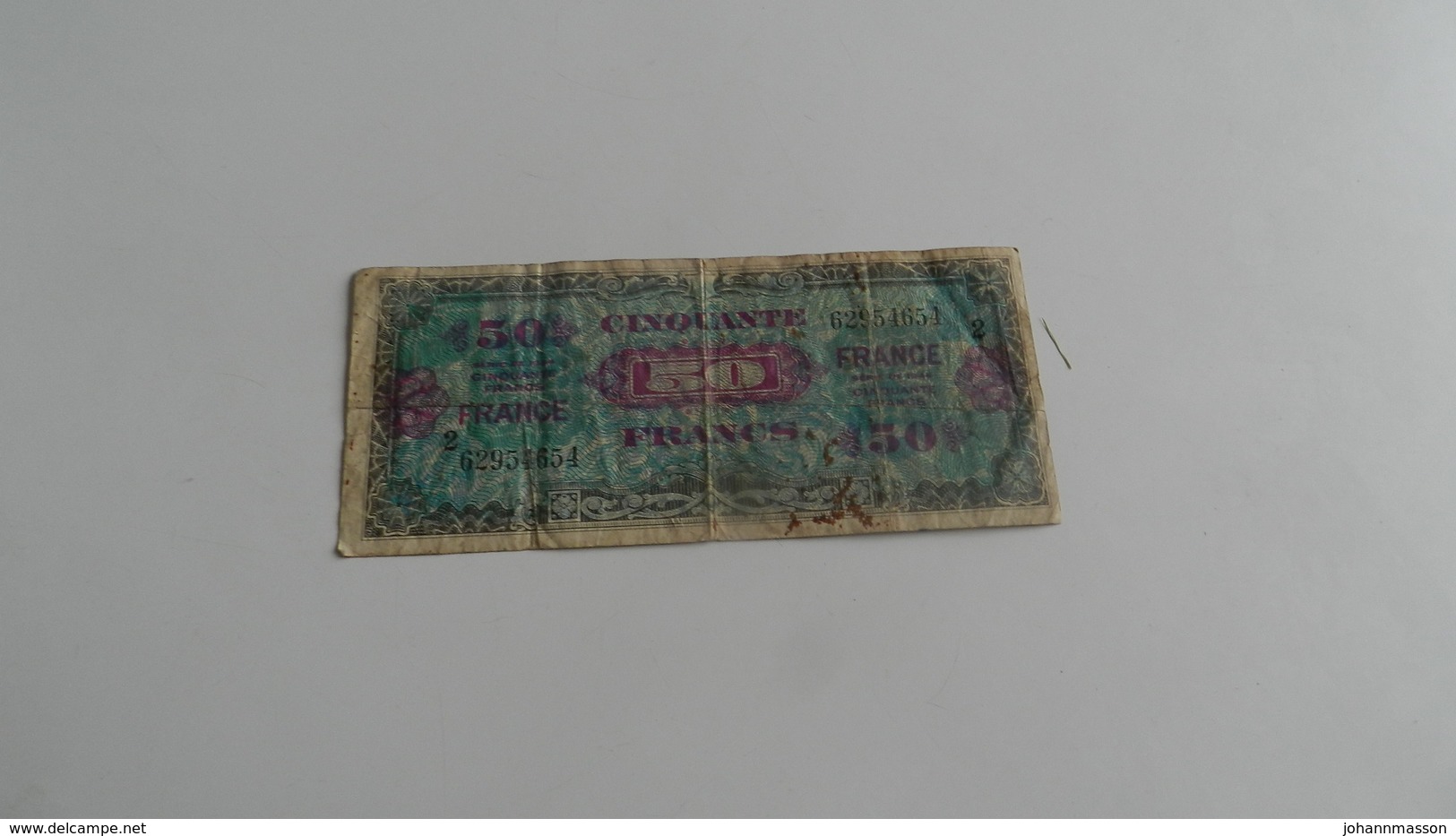 Billet De 50 Francs  Serie De 1944    -  Numéros  62954654 - 1944 Flagge/Frankreich