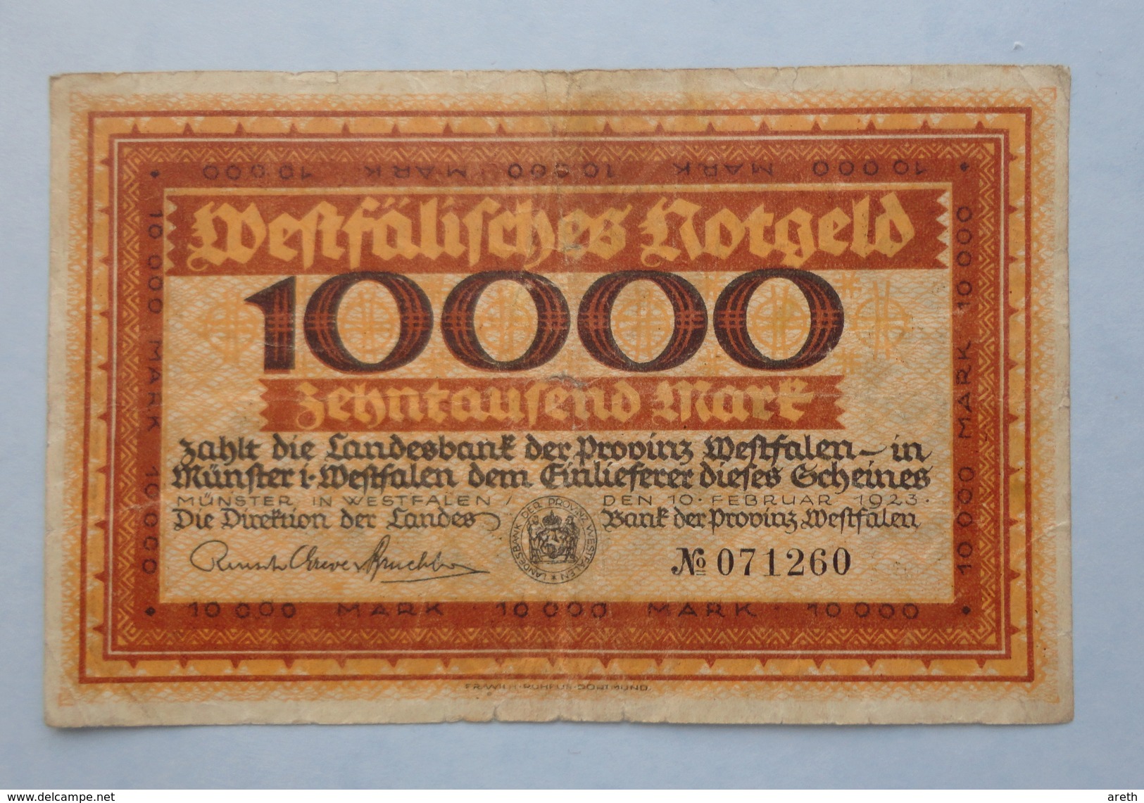 Allemagne -  10000 MARK MUNSTER 1923 -  Billet De La Période D'inflation - 10000 Mark