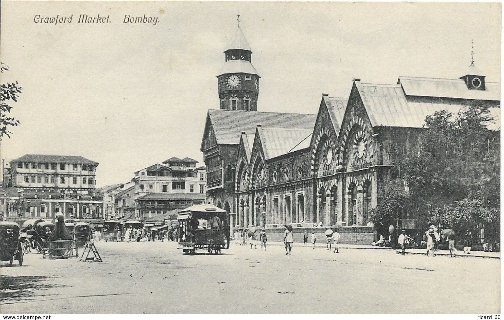 Cpa India, Bombay, Crawford Market, Voitures Anciennes; Animée - Inde