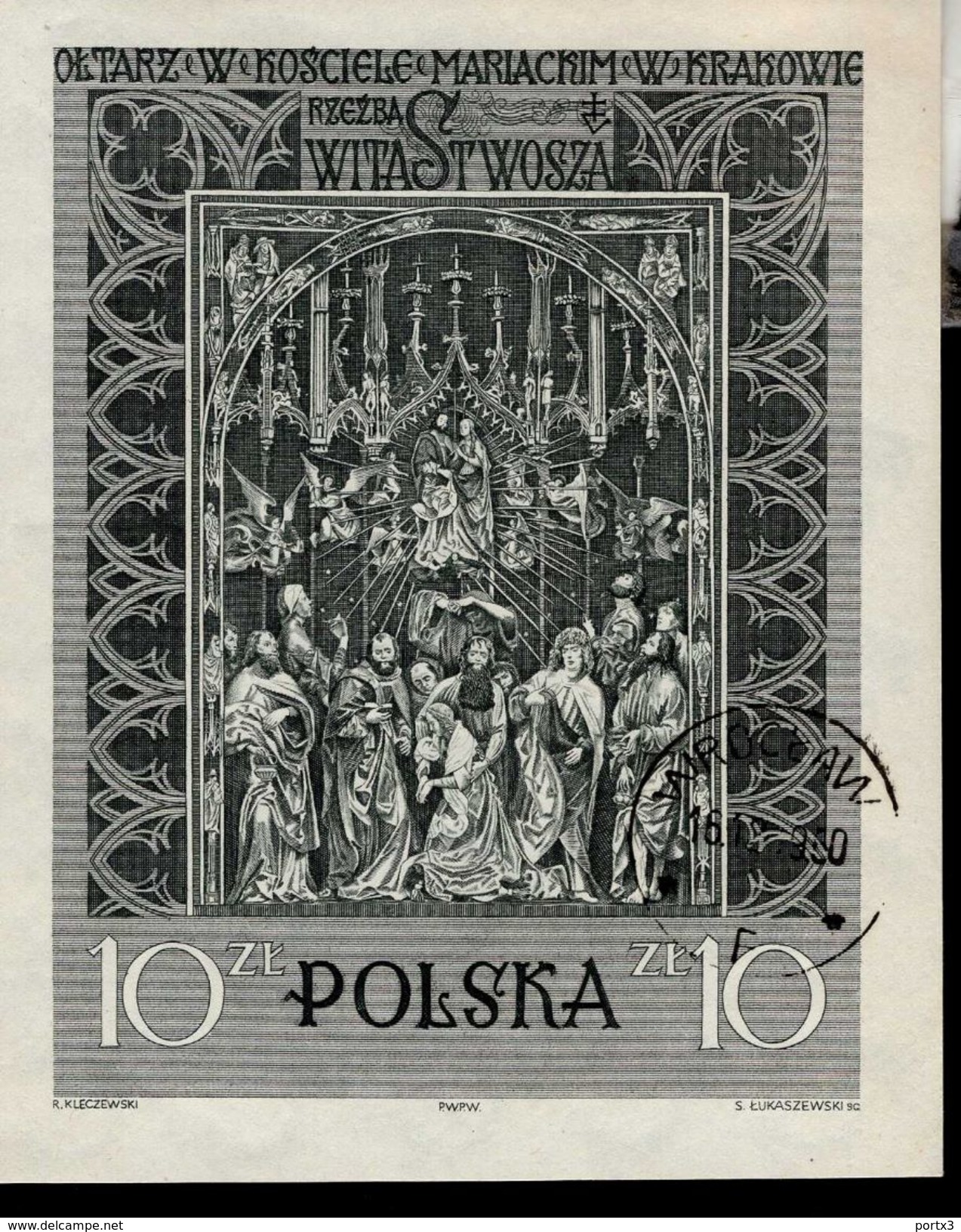 Polen Block 23  Veit Stoß Altar Krakau Used Gestempelt (1) - Blocks & Sheetlets & Panes