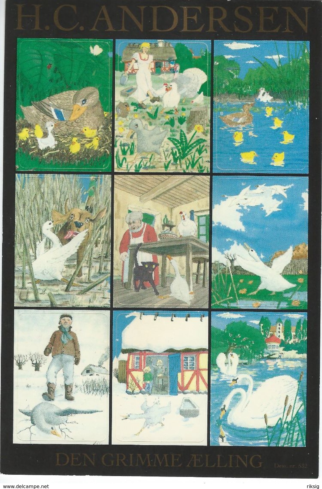 Sticker Card.  Fairytales. The Ugly Duckling   H.C. Andersen. Denmark  H-1131 - Fairy Tales, Popular Stories & Legends