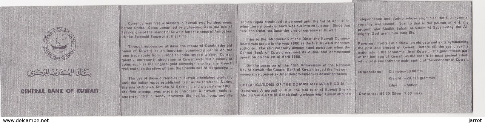 KUWAIT 2 DINARS 1976 SILVER PROOF ON OFFICIAL RED BOX - Koweït