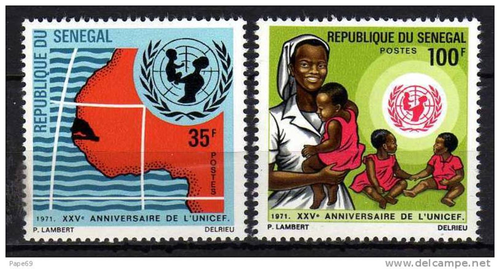 Sénégal N° 356 / 57 X 25ème Anniversaire De L´U.N.I.C.E.F. La Paire  Trace De Charnière, Sinon TB - Senegal (1960-...)