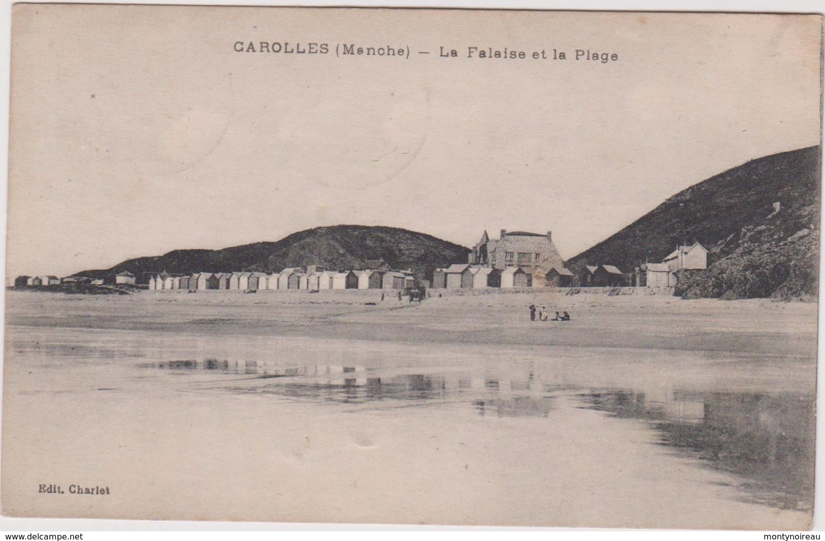 Manche : CAROLLES : La   Falaise Et  Plage   1921 - Autres & Non Classés