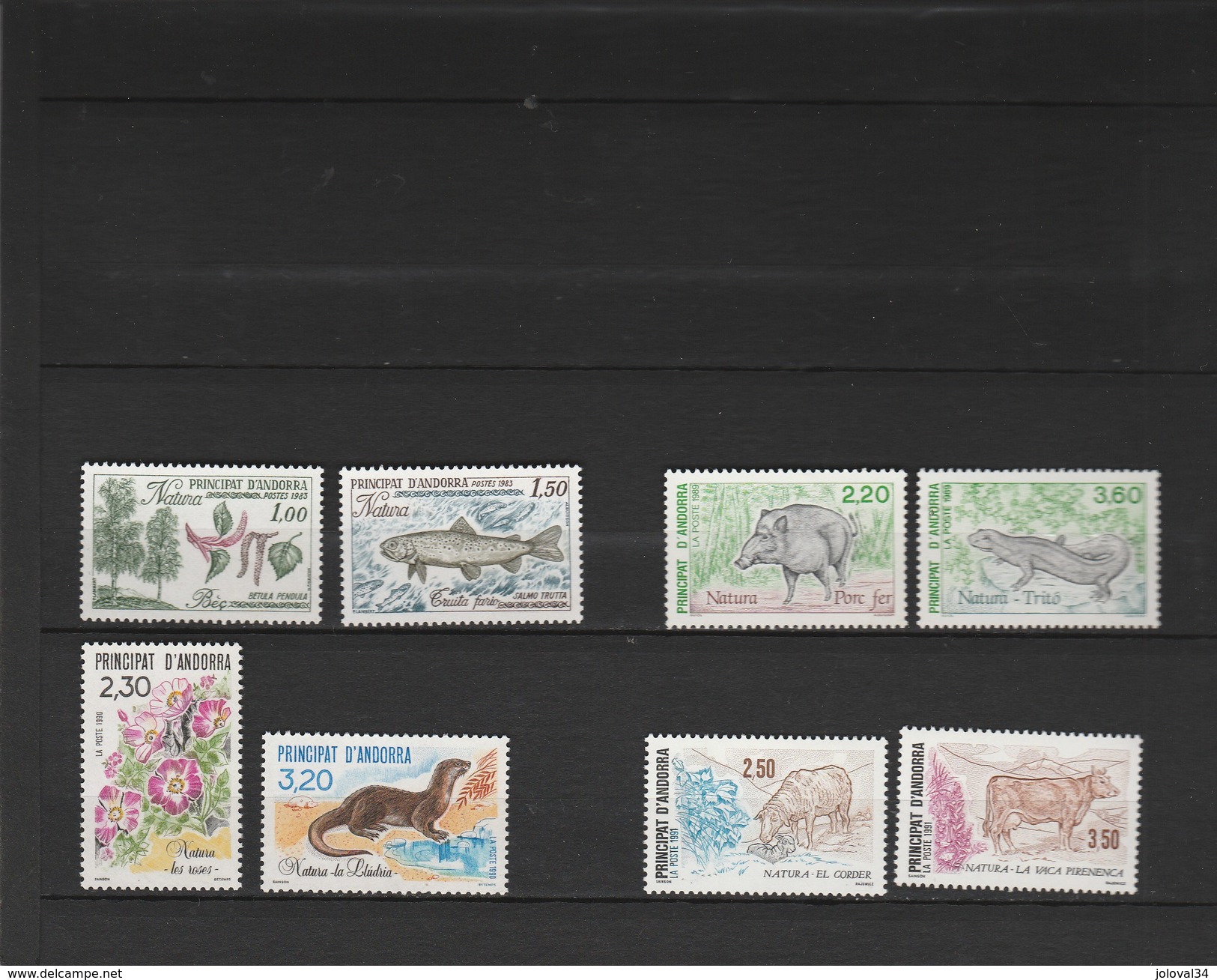 Andorre Yvert  311/312 + 382/383 + 393/394 + 405/406 **  - Animaux Poissons Fleurs - Collections