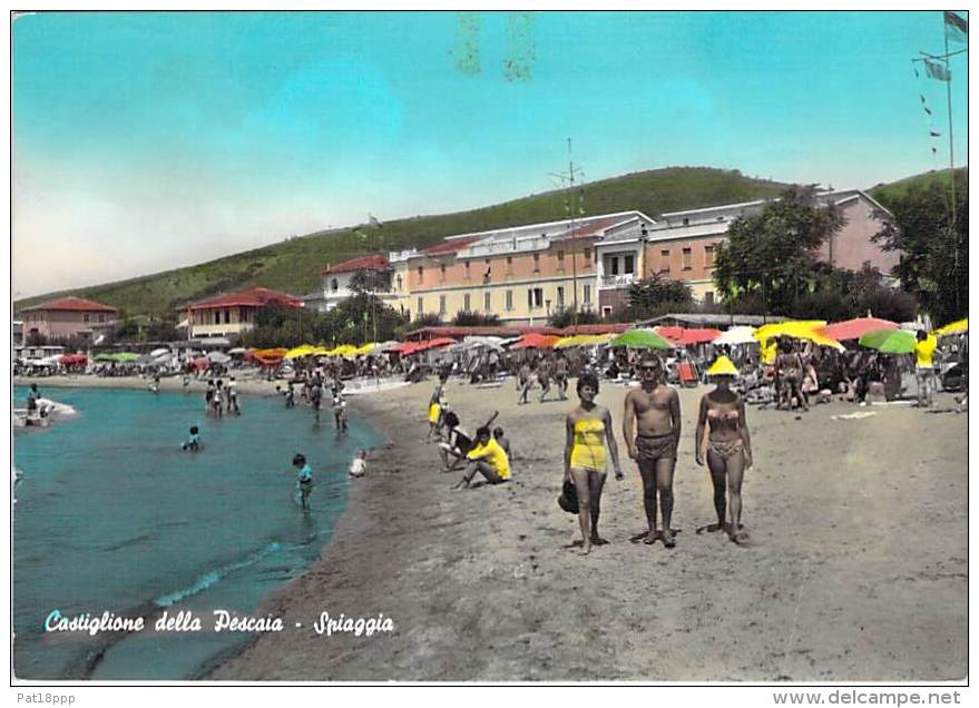 ITALIA Italie ( Toscana Grosseto ) CASTIGLIONE DELLE PESCAIA Spiaggia - Jolie CPSM GF Colorisée 1960's - Italy Italien - Grosseto