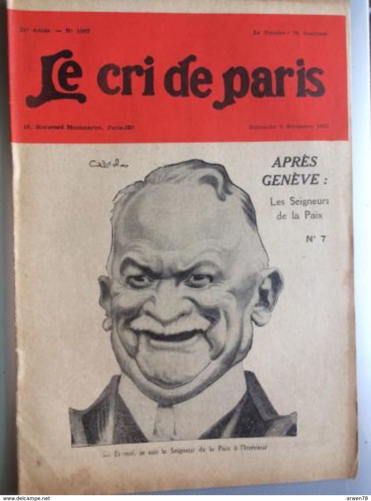 Le Cri De Paris Apres Geneve Les Seigneurs De La Paix N°7 A L'interieur  Pub Livre De Cuisine Novembre 1927 - Autres & Non Classés