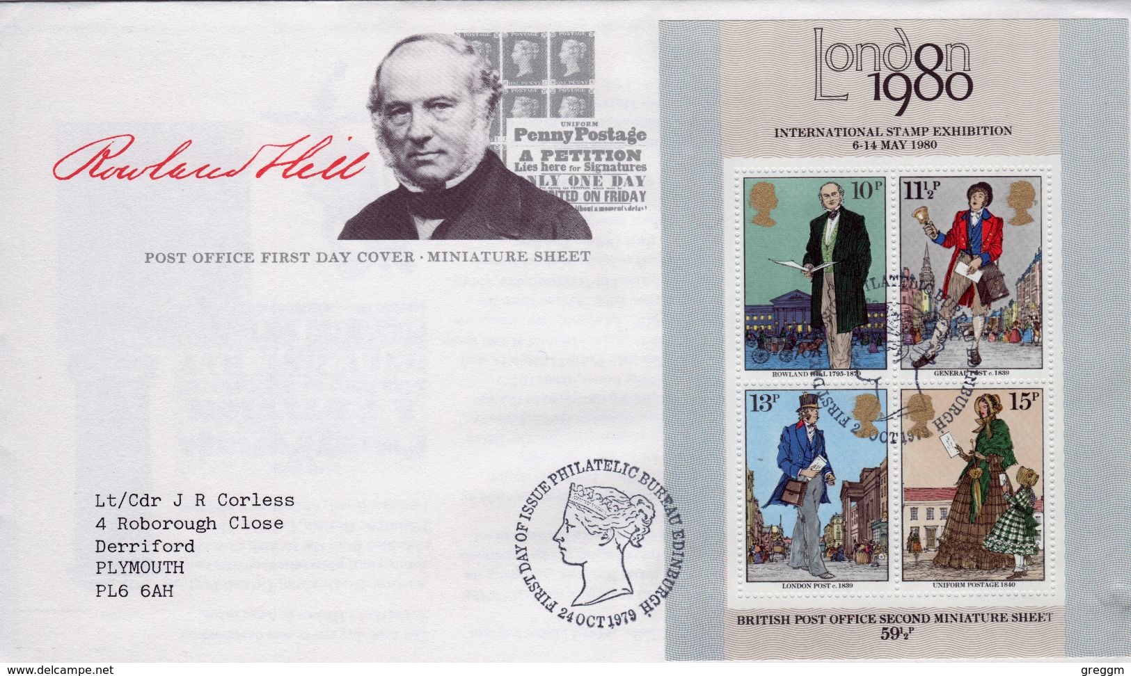GB First Day Cover With Mini Sheet To Celebrate Rowland Hill 1979. - 1971-1980 Decimal Issues